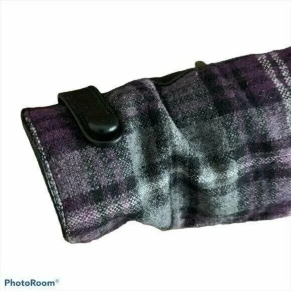 Leather and Tartan Gloves Sz M